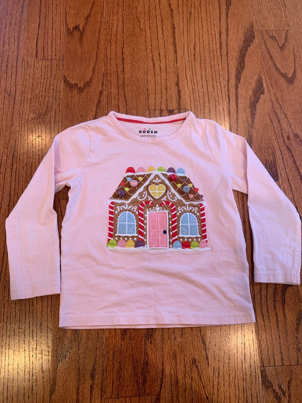 Mini Boden Gingerbread House Applique Hide-N-Seek Long Sleeve Shirt | 4-5 years